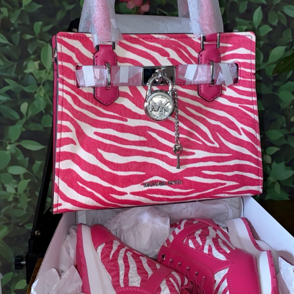 Michael Kors Pink Satchel with Zebra Print & Shoes